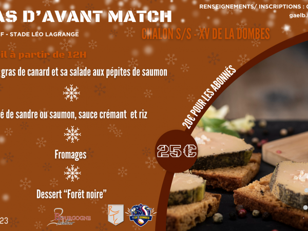 REPAS D'AVANT MATCH 10/12/23