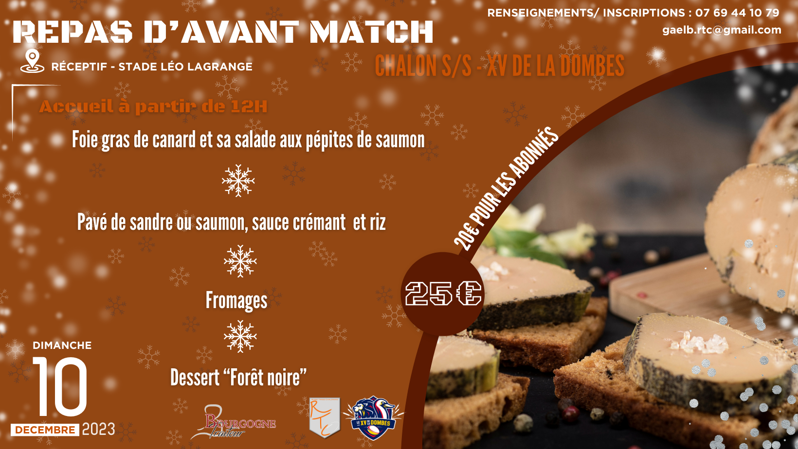 REPAS D'AVANT MATCH 10/12/23