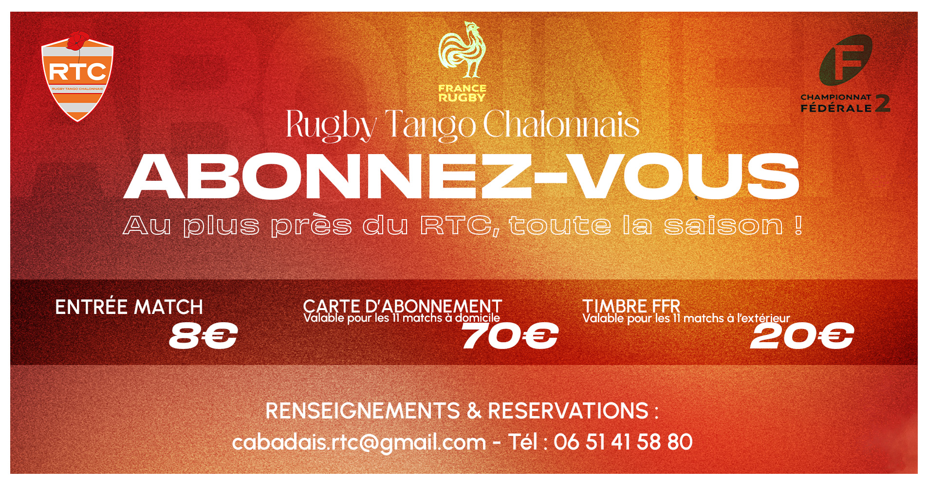 Abonnement RTC saison 2026/2027